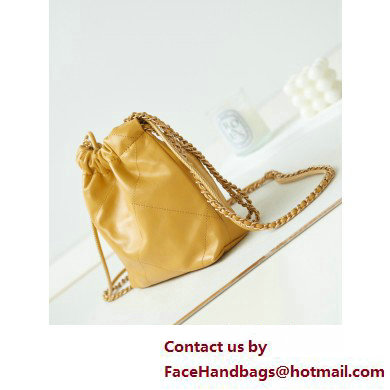 Chanel Shiny Calfskin  &  Gold-Tone Metal CHANEL 22 Mini Handbag AS3980 Yellow